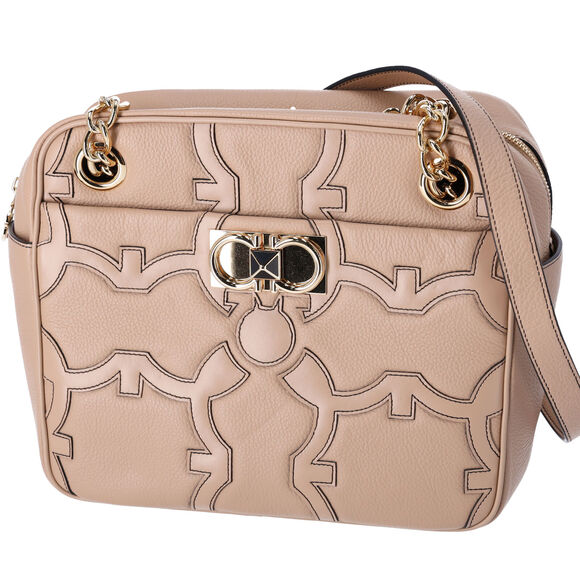 Salvatore Ferragamo Gancini Shoulder Bag 211412 Beige Leather - Picture 5 of 9